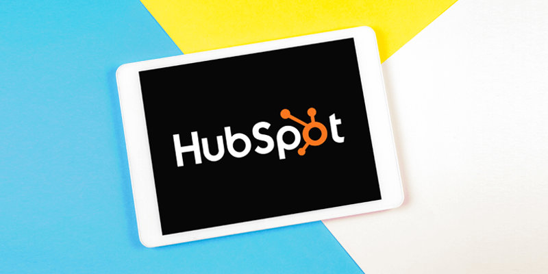 Hubspot logo on an iPad